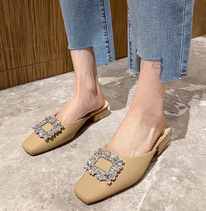 Korean style low thick lounger slippers for women