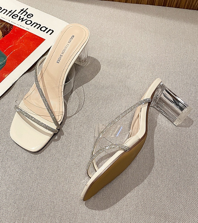 Transparent sandals rhinestone shoes for women