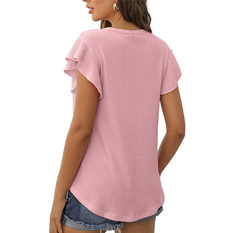 Loose spring and summer European style short sleeve pure tops