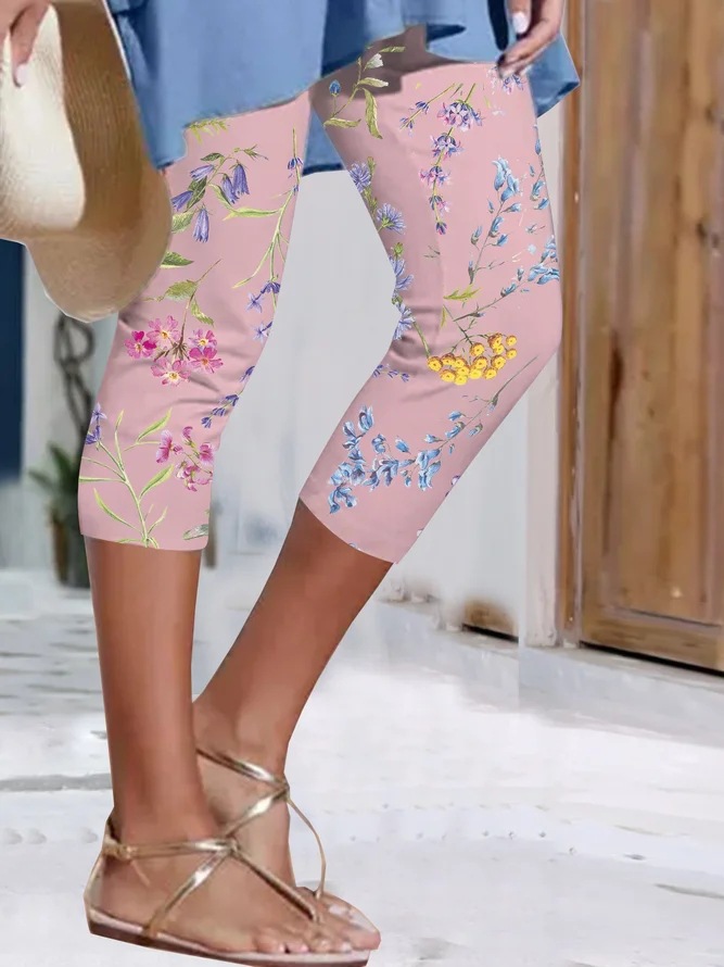 Printing leggings slim cropped pants for women