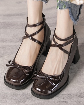 Small high-heeled leather shoes cross shoes for women