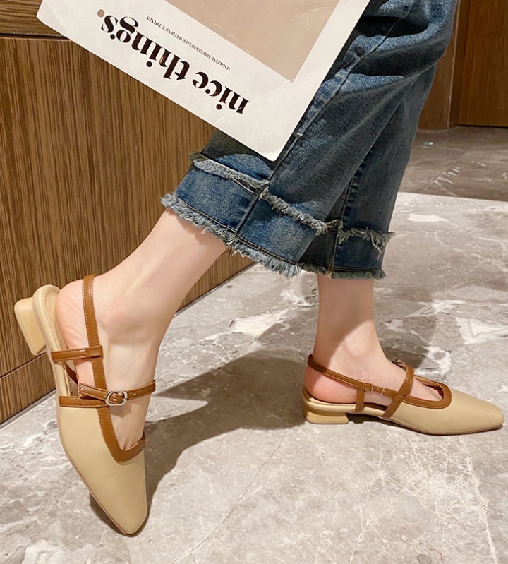 High-heeled lady thick summer round sandals for women