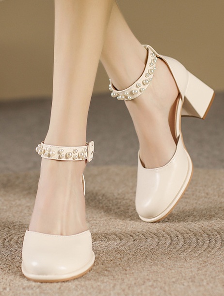 Summer high-heeled shoes pearl skirt for women