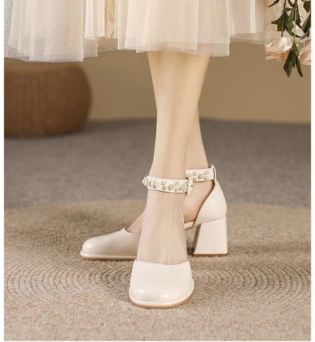 Summer high-heeled shoes pearl skirt for women