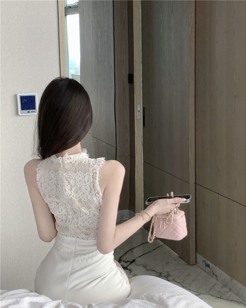 Summer white slim lace package hip sexy dress