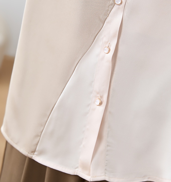Lapel elegant mixed colors tops all-match slim shirt