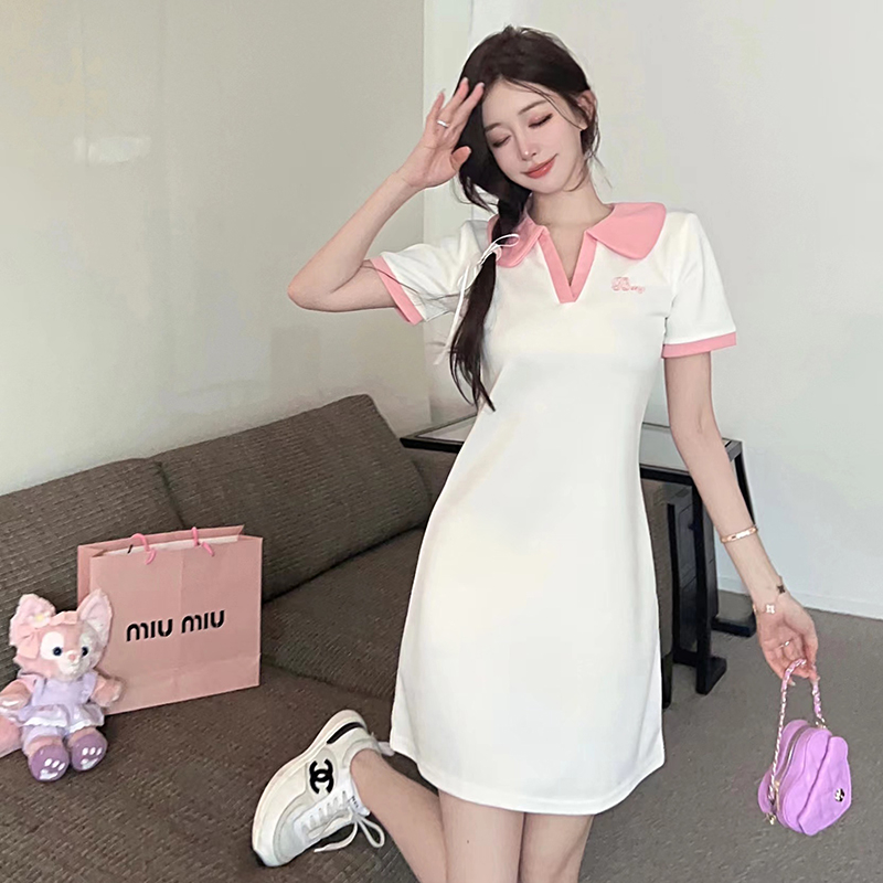 Pinched waist France style summer dress for women