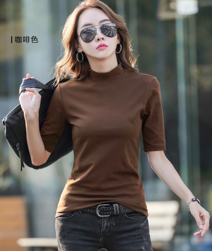 Half high collar bottoming shirt cotton T-shirt for women