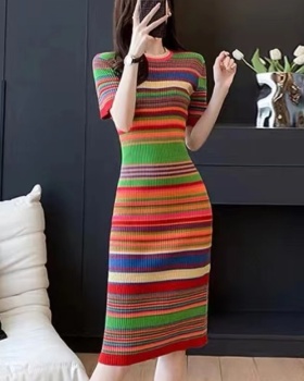 Package hip long dress knitted dress for women