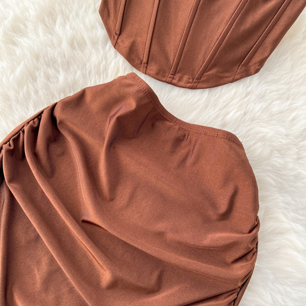 Wrapped chest sling skirt irregular vest 2pcs set for women