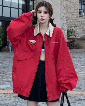 Autumn couples jacket red Casual baseball uniforms for women