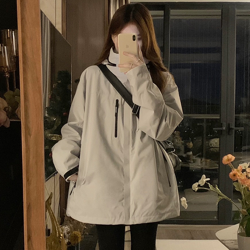 Autumn outdoor sports technical jacket loose couples coat