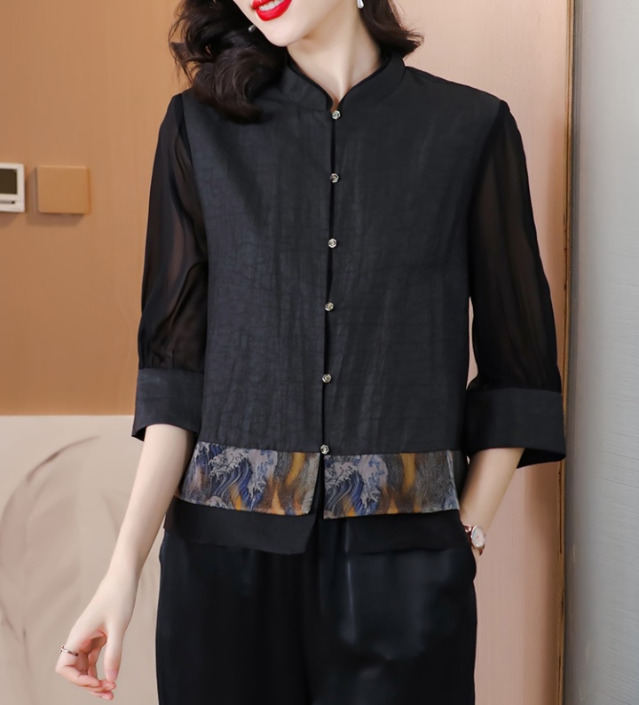 Silk real silk shirt temperament tops for women