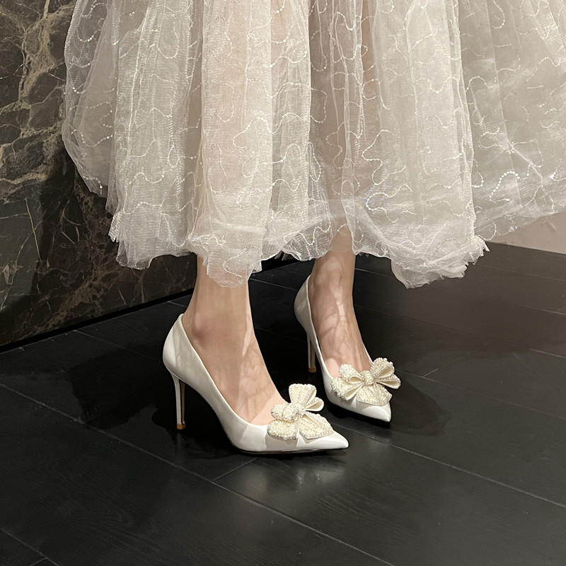 Bride bridesmaids wedding dress bow ladies shoes