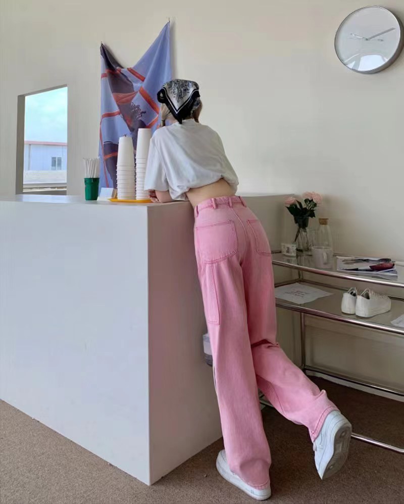 Spicegirl high waist long pants pink slim jeans