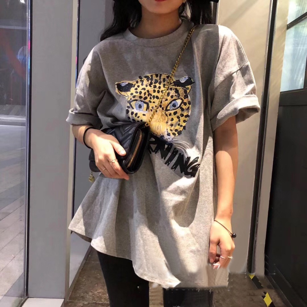 Pullover leopard summer loose T-shirt for women