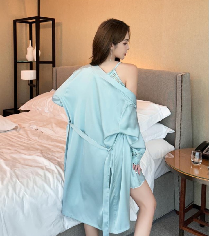 Lace pajamas sling nightgown 2pcs set for women