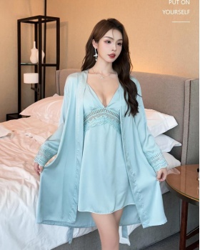 Lace pajamas sling nightgown 2pcs set for women
