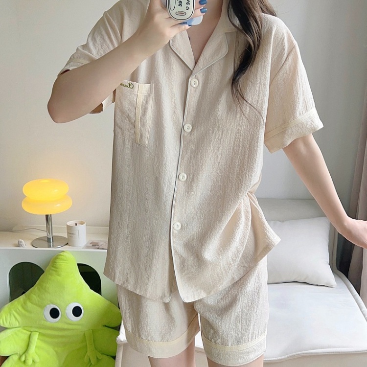 Korean style cotton shorts short sleeve pajamas 2pcs set