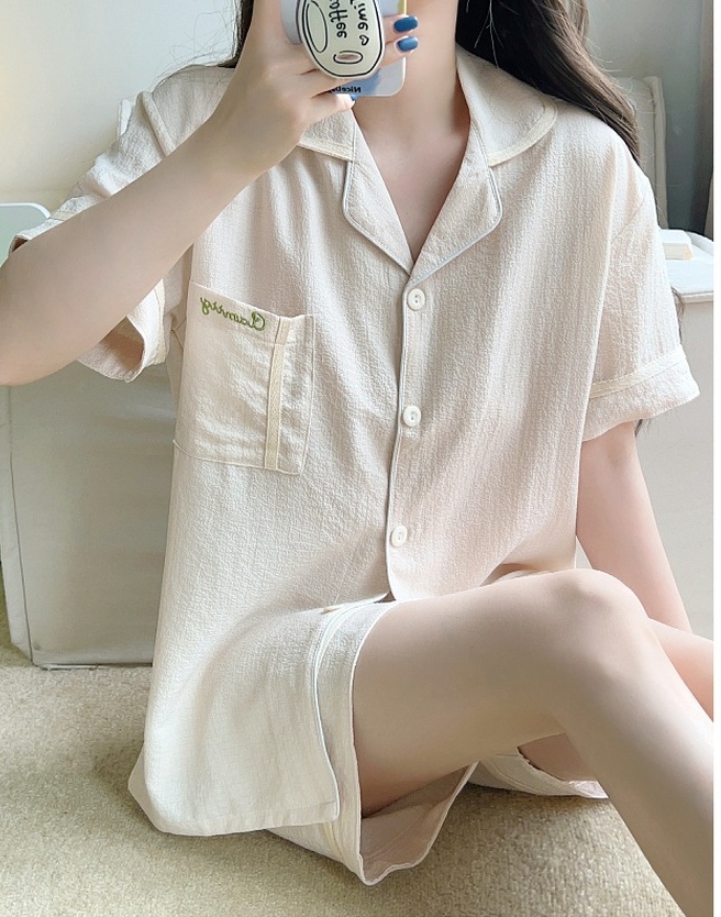 Korean style cotton shorts short sleeve pajamas 2pcs set