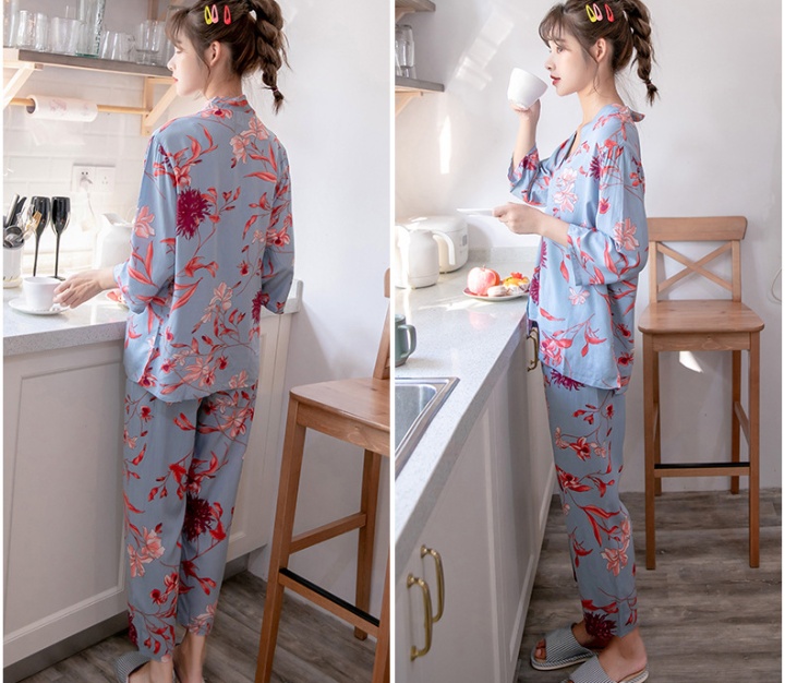 Sexy wears outside pajamas homewear kimono 3pcs set
