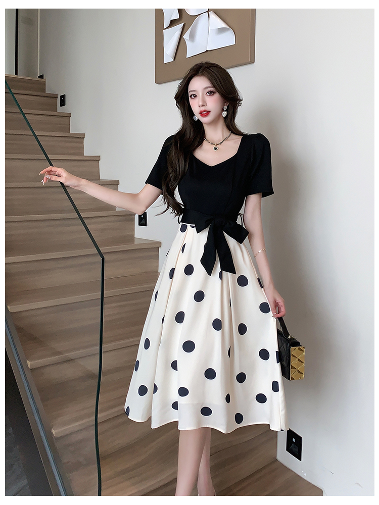 Summer temperament polka dot light dress a set for women