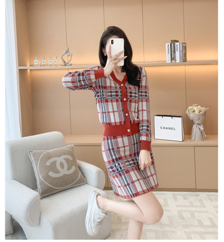 Knitted autumn fashion Casual skirt 2pcs set for women
