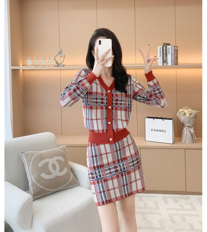 Knitted autumn fashion Casual skirt 2pcs set for women