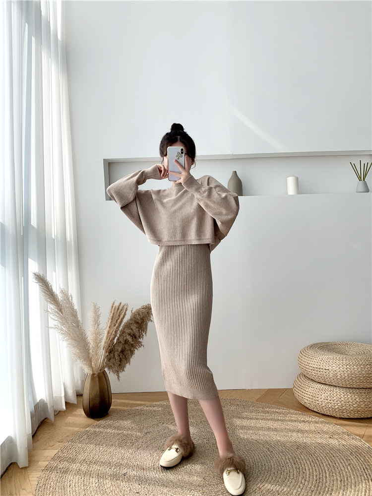 Autumn and winter dress Korean style sweater 2pcs set