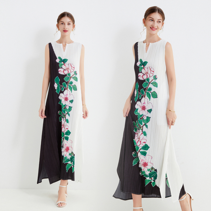 Slim summer dress fashion printing sleeveless dress