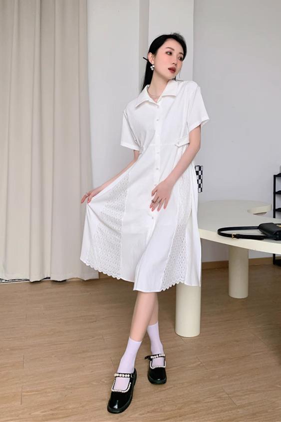 France style summer long lace dress for women