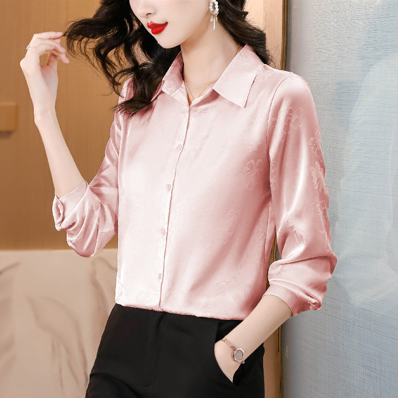 Spring and autumn silk shirt real silk overalls tops