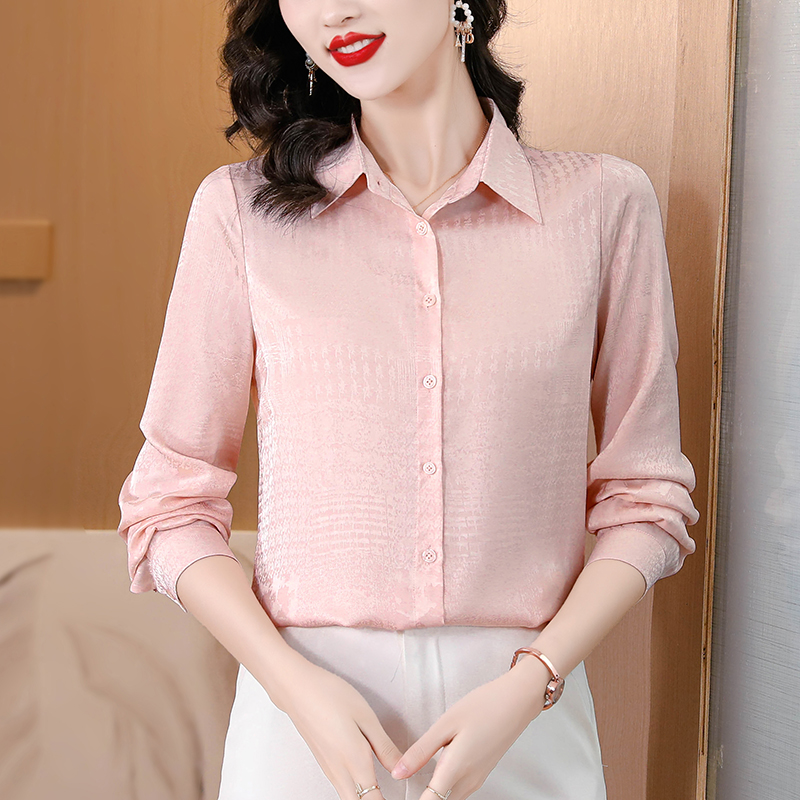 Long sleeve shirt real silk tops for women