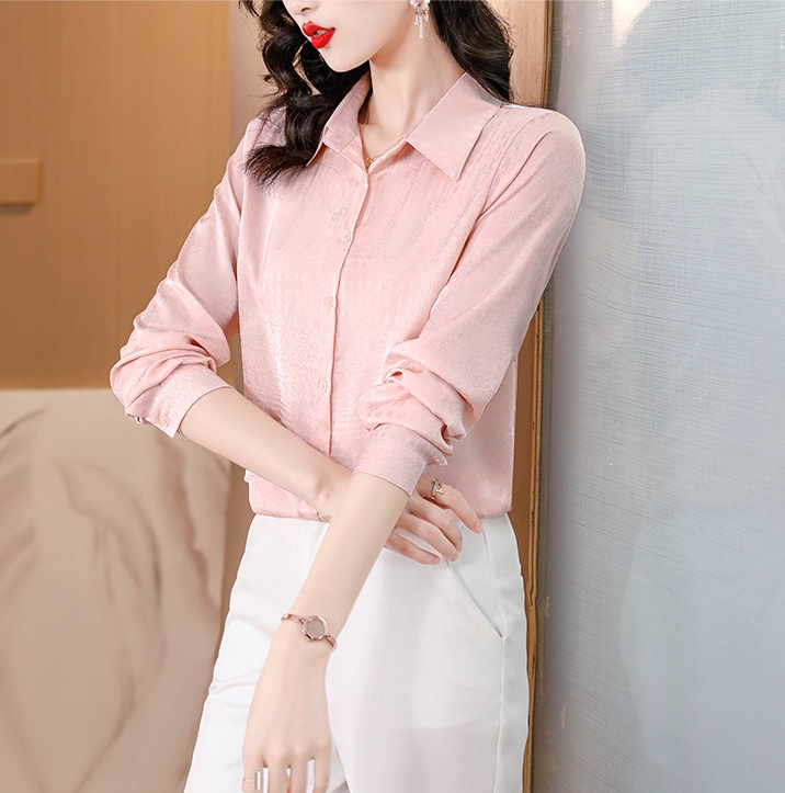 Long sleeve shirt real silk tops for women