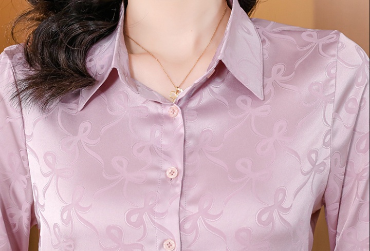 Long sleeve overalls shirt silk tops for women