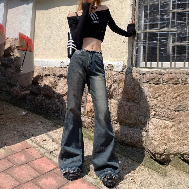 Low-waist speaker lengthen spicegirl autumn retro jeans