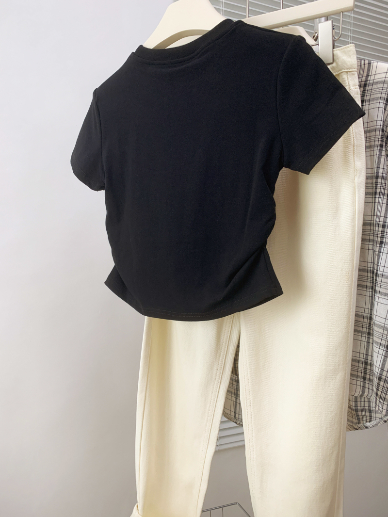 Pure cotton Korean style short sleeve T-shirt for women