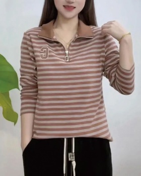 Stripe long sleeve T-shirt autumn tops for women