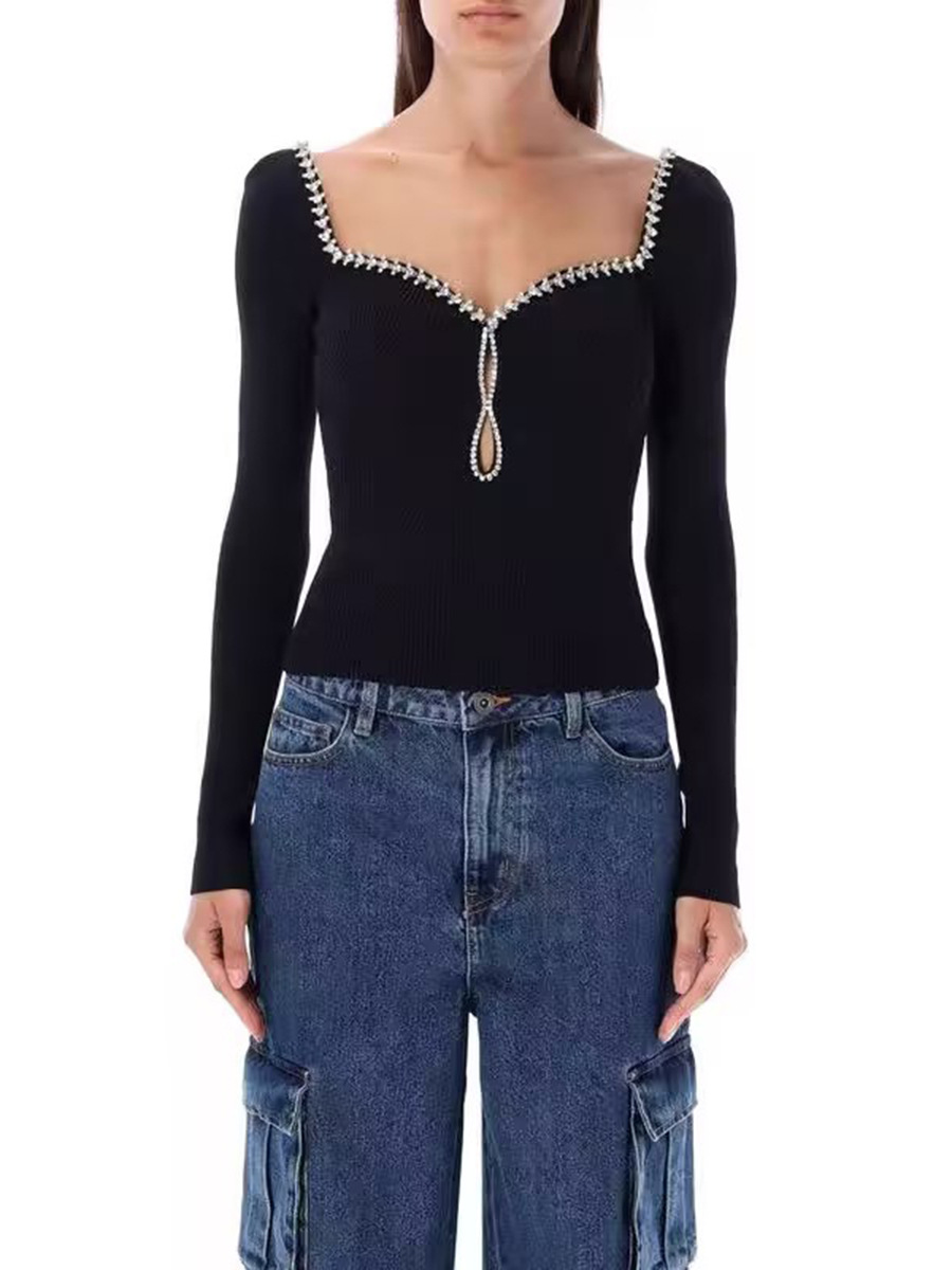 Thin niche breathable personality fashion chest hollow sweater