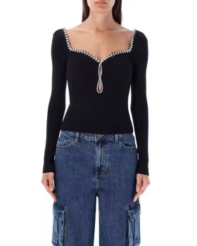 Thin niche breathable personality fashion chest hollow sweater