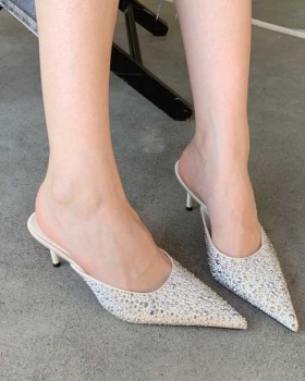 Fashion summer high-heeled shoes fine-root pointed slippers