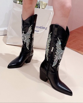 Embroidery thick boots retro martin boots for women