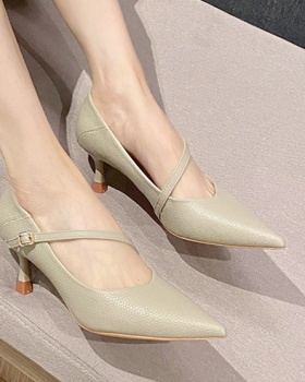 Fine-root middle-heel shoes pointed low high-heeled shoes