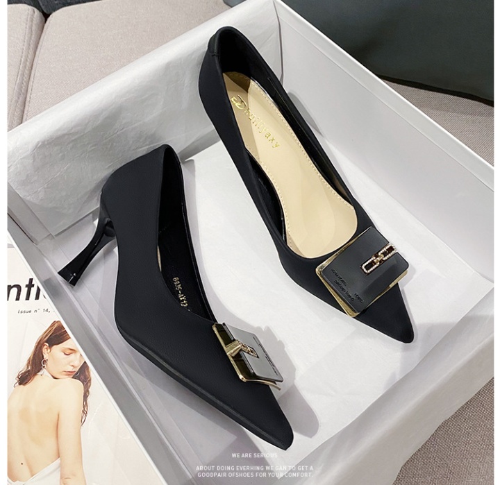 Side buckle high-heeled shoes France style shoes for women