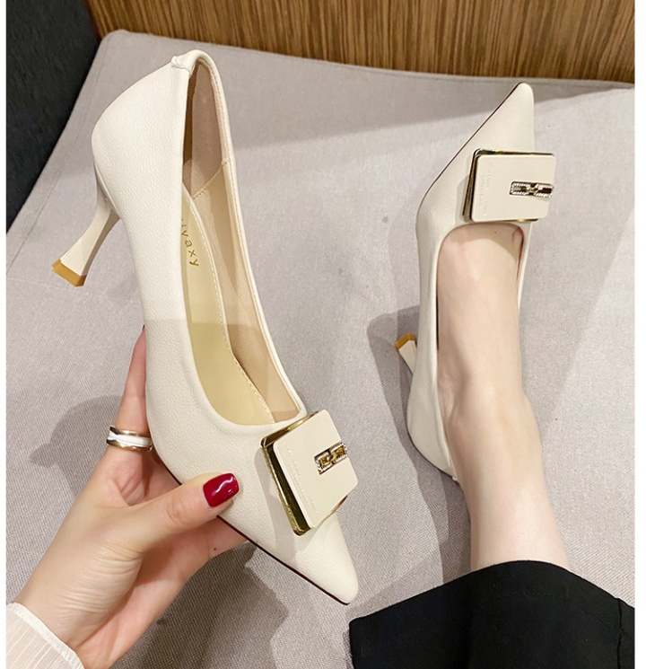 Side buckle high-heeled shoes France style shoes for women
