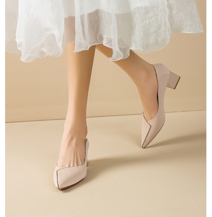 Middle-heel thick shoes spring high-heeled shoes for women