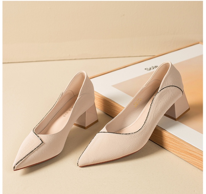 Middle-heel thick shoes spring high-heeled shoes for women
