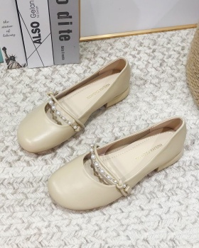 Round thick low skirt small summer leather shoes