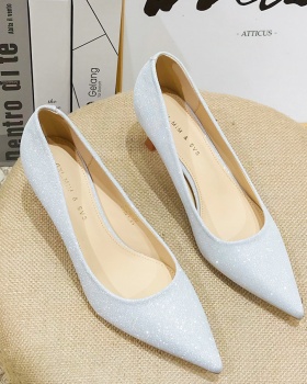 Middle-heel low shoes pointed fine-root high-heeled shoes