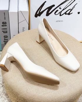 Low high-heeled shoes square head shoes for women